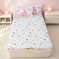 thumbnail image 4 of Erosebridal Dreamy Castle Zipper Twin Comforter Sets with Fitted Sheet and 2 Pillowcases for Girls, Kawaii Rainbow Zipper Bedding Set, Colorful Stars Reversible, 4 of 7