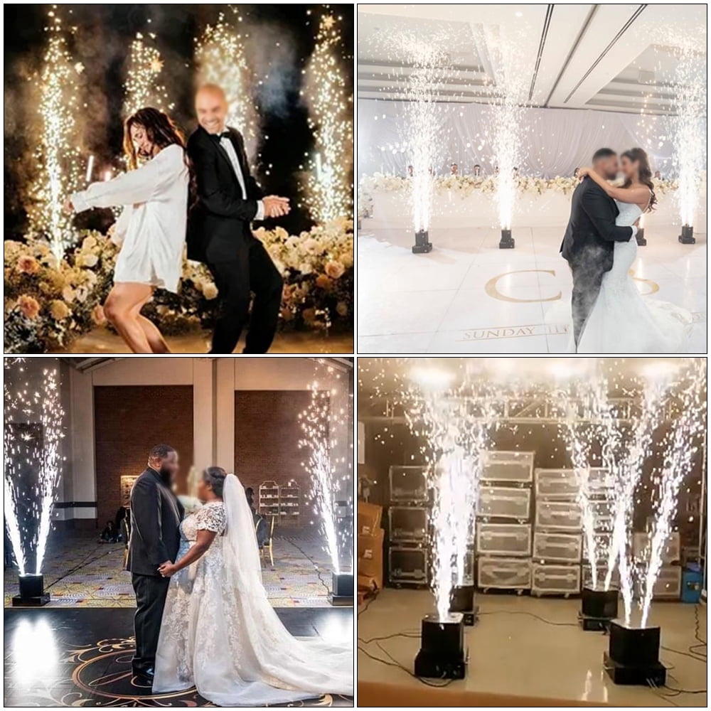 1500W Double Head Cold Spark Machine DMX512 Firework Machine 3-16ft Adjustable for Wedding Stage Party DJ Disco,White
