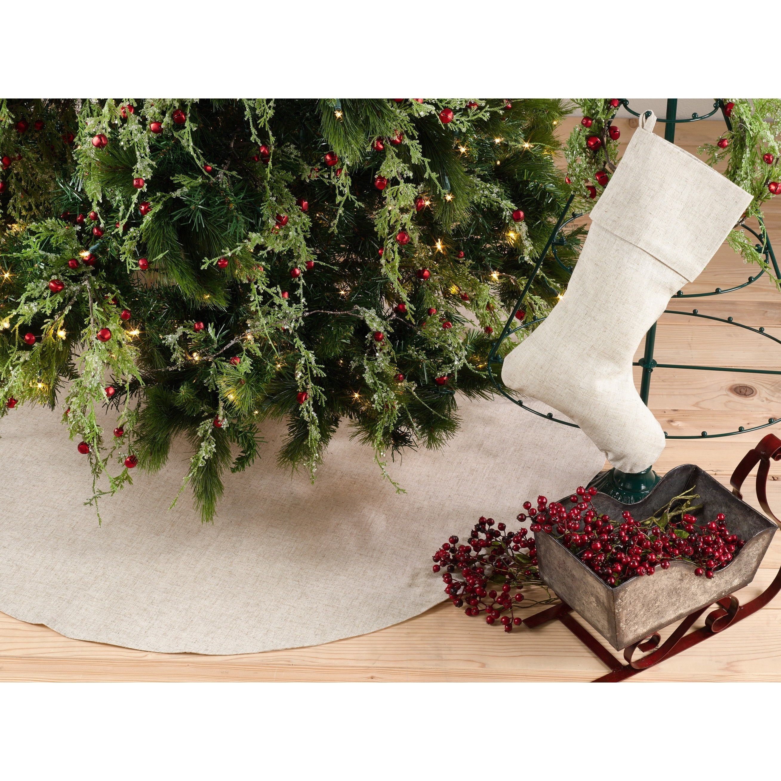 SARO XM731.N715B Natural Linen Blend Decorative Christmas Stocking  Natural - image 3 of 3