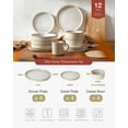 thumbnail image 3 of Famiware Stoneware Dinnerware Set for 4, 12-Piece Plates & Bowls, Cappuccino White, 3 of 9