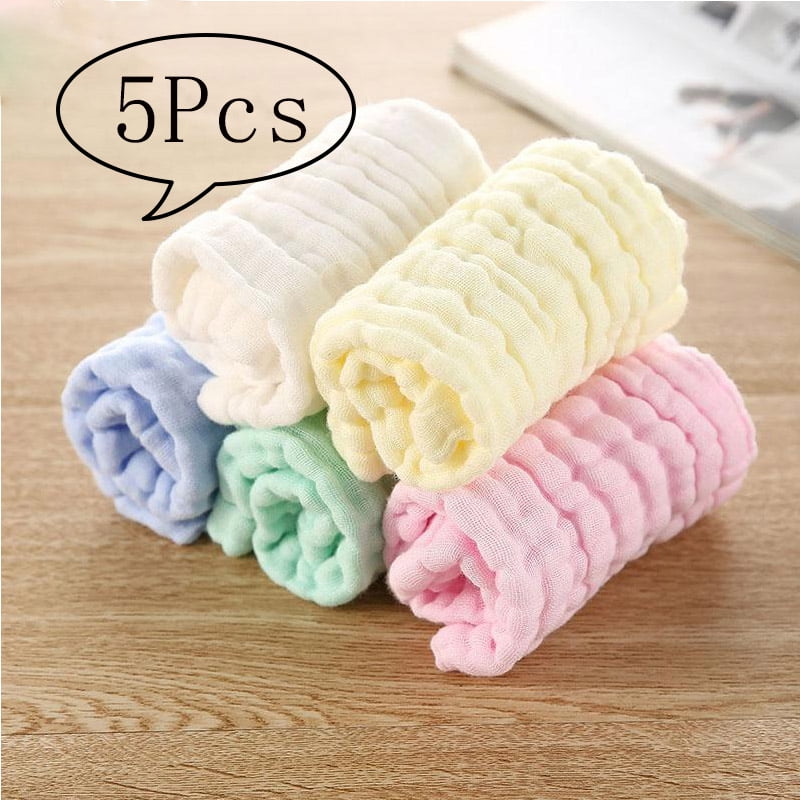 LNKOO Baby Muslin Washcloths - Natural Muslin Cotton Baby Wipes - Soft Newborn Baby Face Towel and Muslin Washcloth for Sensitive Skin- Baby Registry as Shower Gift, 5 Pack 12x12 inches