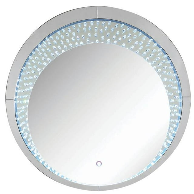 Décoration Murale Ronde avec Ampoule LED et Bords Biseautés, Argent