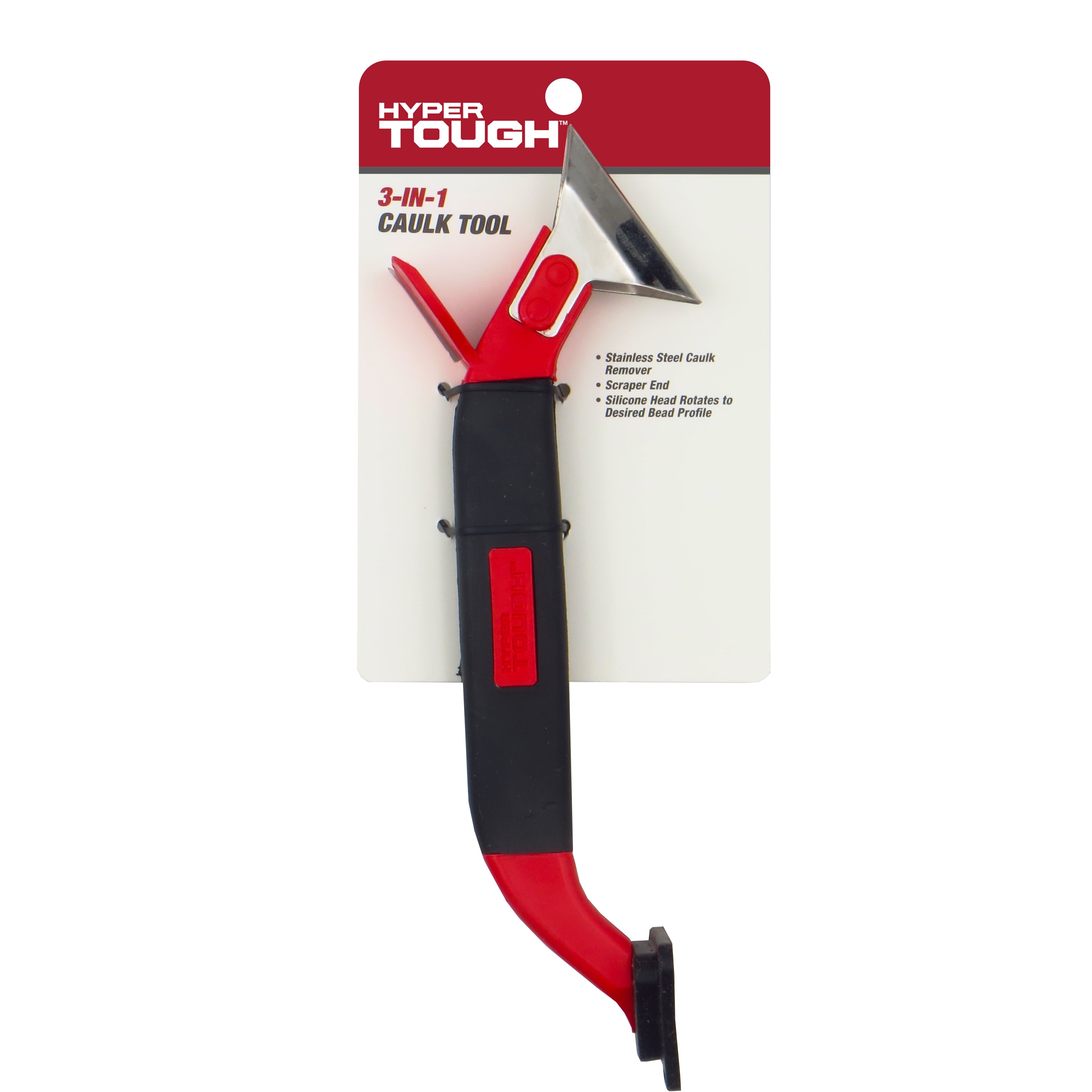 Hyper Tough 3-in-1 Caulk Tool with Stainless Steel Scraper End and Silicone Rubber Smoother