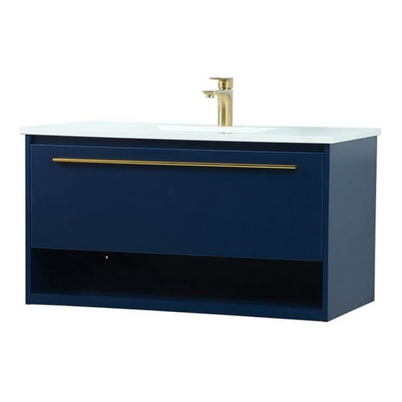 Elegant Lighting Vf43536m Roman 36" Wall Mounted Single Basin Vanity Set - Blue