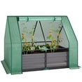 thumbnail image 2 of Outsunny 4 x 3 x 3ft Raised Garden Bed with Mini Greenhouse, Galvanized Raised Garden Bed with Cover, Green and Dark Gray, 2 of 9