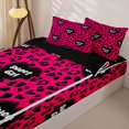 thumbnail image 3 of Erosebridal Hot Pink Leopard Heart Zipper Twin Comforter Sets with Fitted Sheet and 2 Pillowcases,Sweet Girl Loves Pattern Zipper Bedding Set,Black Reversible,4pcs, 3 of 7