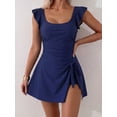 thumbnail image 4 of SKQIT Women's Ruffle Sleeve Swim Dress - Tummy Control One-Piece Swimsuit with Knot Side Skirt, 4 of 5
