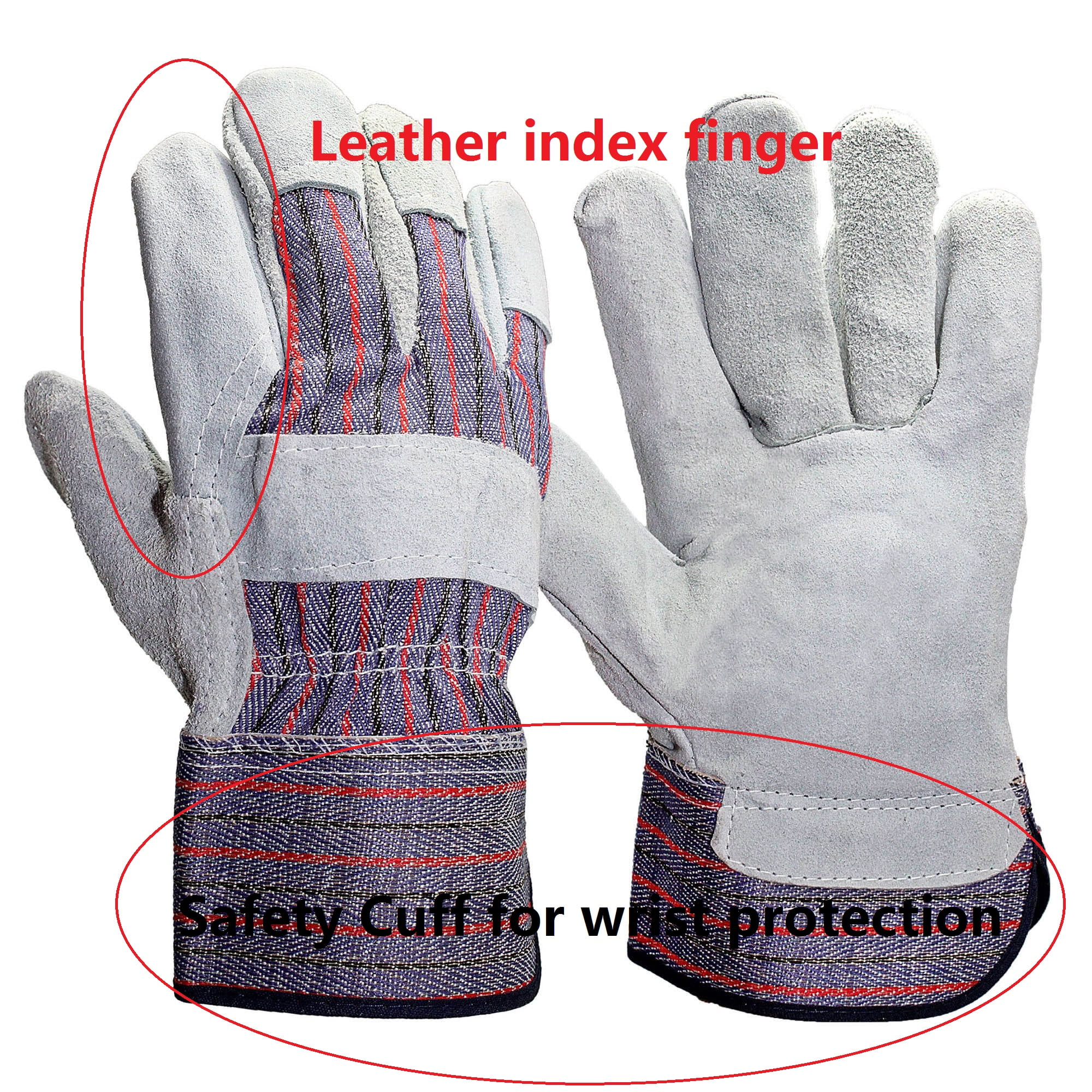 Canvas Back Big Ole 2100-L Side Split Leather Palm Global Glove Safety Cuff Dozen Gunn Cut 9 oz 
