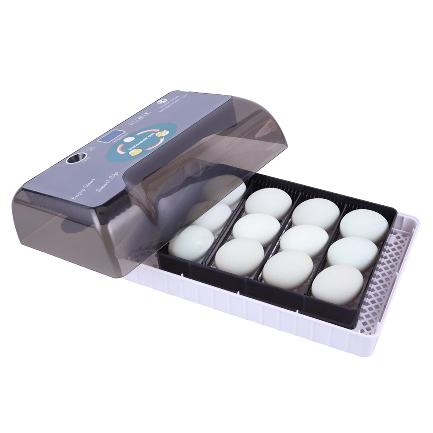 Canddidliike Egg Incubator, 12 Eggs Fully Automatic Digital Poultry Hatcher Machine Breeder with LED Candler Canddidliike Egg Incubator, 12 Eggs Fully Automatic Digital Poultry Hatcher Machine Breeder with LED Candler