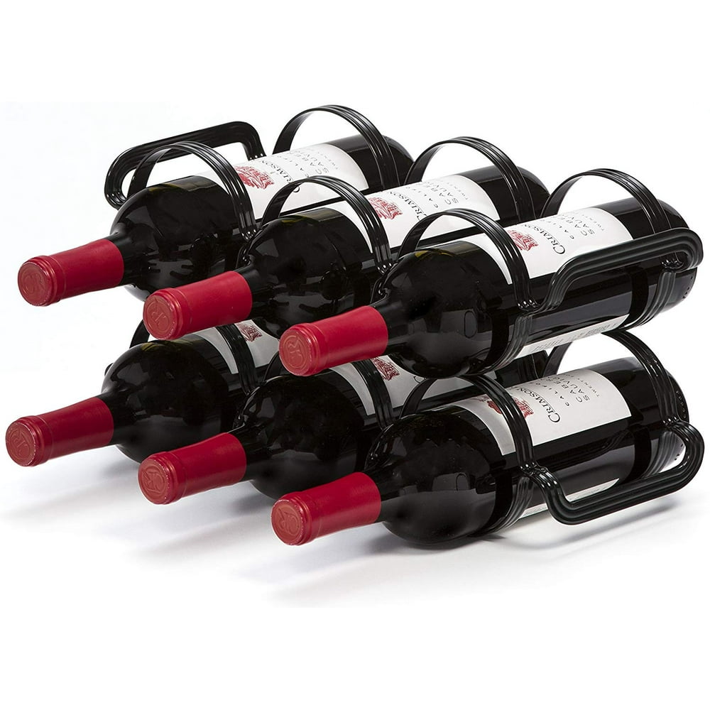 mango steam 6 bottle countertop wine rack, (black)