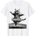 thumbnail image 1 of Camiseta de ballet con diseño de gato con tutú, 100 % algodón, 1 of 2