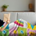 thumbnail image 3 of Cartoon Soft Flannel Fleece Throw Blanket, Squares Stitched Together Sewing Themed Artwork Rainbow Sun Clouds Nature, Cozy Plush for Indoor and Outdoor Use, 50" x 70", Multicolor, by Ambesonne, 3 of 5