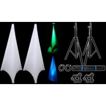 2) Rockville Tripod DJ Speaker Stands Cables Scrim Werks White Covers Carry Case