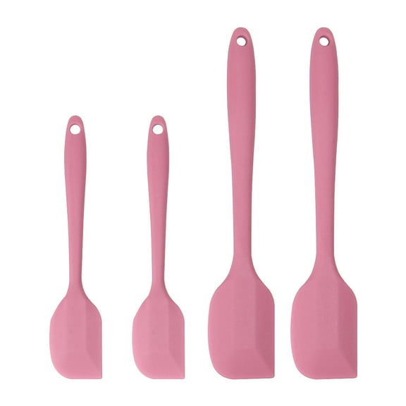 4 Pcs Kitchen Cooking Silicone Spatula Set Heat Resistant Turners Scraper Baking Cooking Utensils Pink