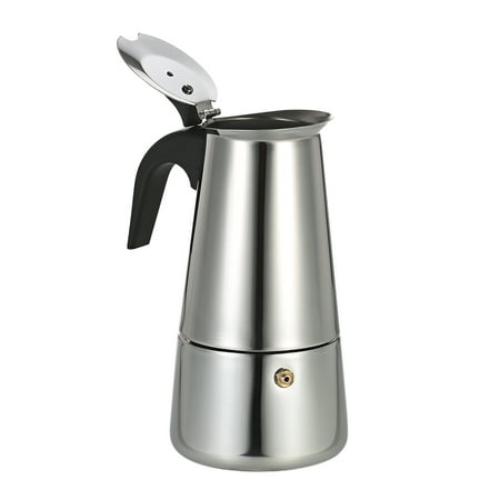 Stovetop Coffee Pots Percolator 100ml 2-Cup Stainless Steel Espresso Percolator Coffee Stovetop Maker Mocha Pot for Use on Induction Cooker ()