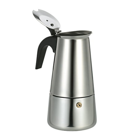 100ml 2-Cup Stainless Steel Espresso Percolator Coffee Stovetop Maker Mocha Pot for Use on Induction