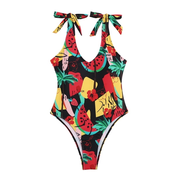Moda mujer cómodo traje de baño fruta impresa vendaje espalda descubierta siamés traje de baño OAVQHLG3B Store lin121212