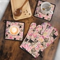 thumbnail image 5 of Yorkie Dog and Flower Florals Kitchen Oven Mitt and Pot Holder Sets 4 Pcs for Baking, Cooking and Grilling, Heat Resistant Up To 392 °F, 5 of 7