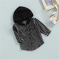 thumbnail image 2 of Toddler Hoodie Denim Jackets, Baby Boys Girls Jeans Jackets, Kids Casual Winter Long Sleeve Button Hooded Jackets with Pockets Outerwear Coat Black 3T, 2 of 6