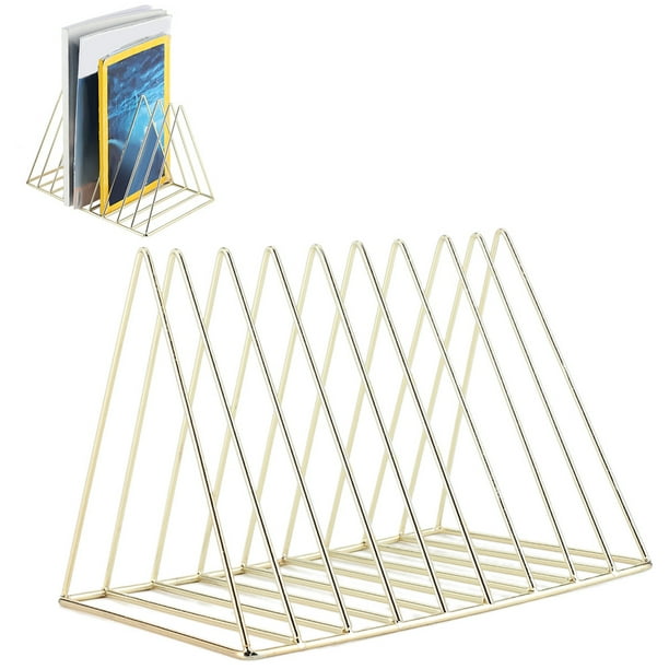 Estante para libros de escritorio clasificador de archivos triangular de acero inoxidable soporte de almacenamiento de periódicos organizador de escritorio para sala de estudio ANGGREK Otros