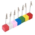 thumbnail image 1 of Soportes para tarjetas, soportes para números de mesa portátiles simples con Base de madera colorida para fotos, tarjetas, decoración de notas, 7 Uds., 1 of 5