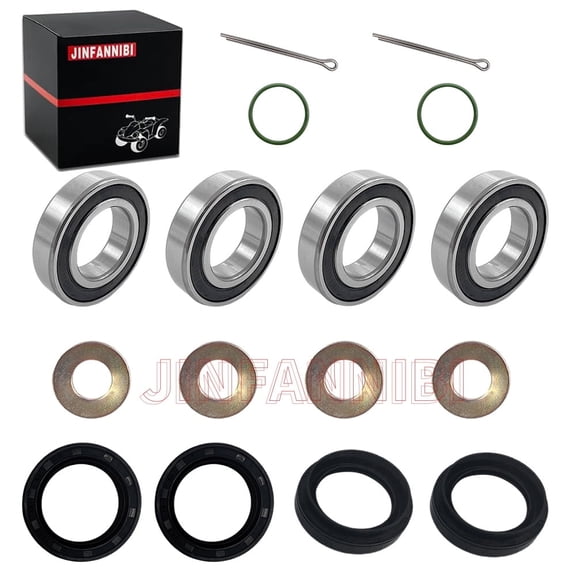 Front Wheel Bearings & Seals Kit w/ Washers | Fits Yamaha Kodiak Grizzly Big Bear Wolverine Rhino 350/400/450/660/700 1987-2014