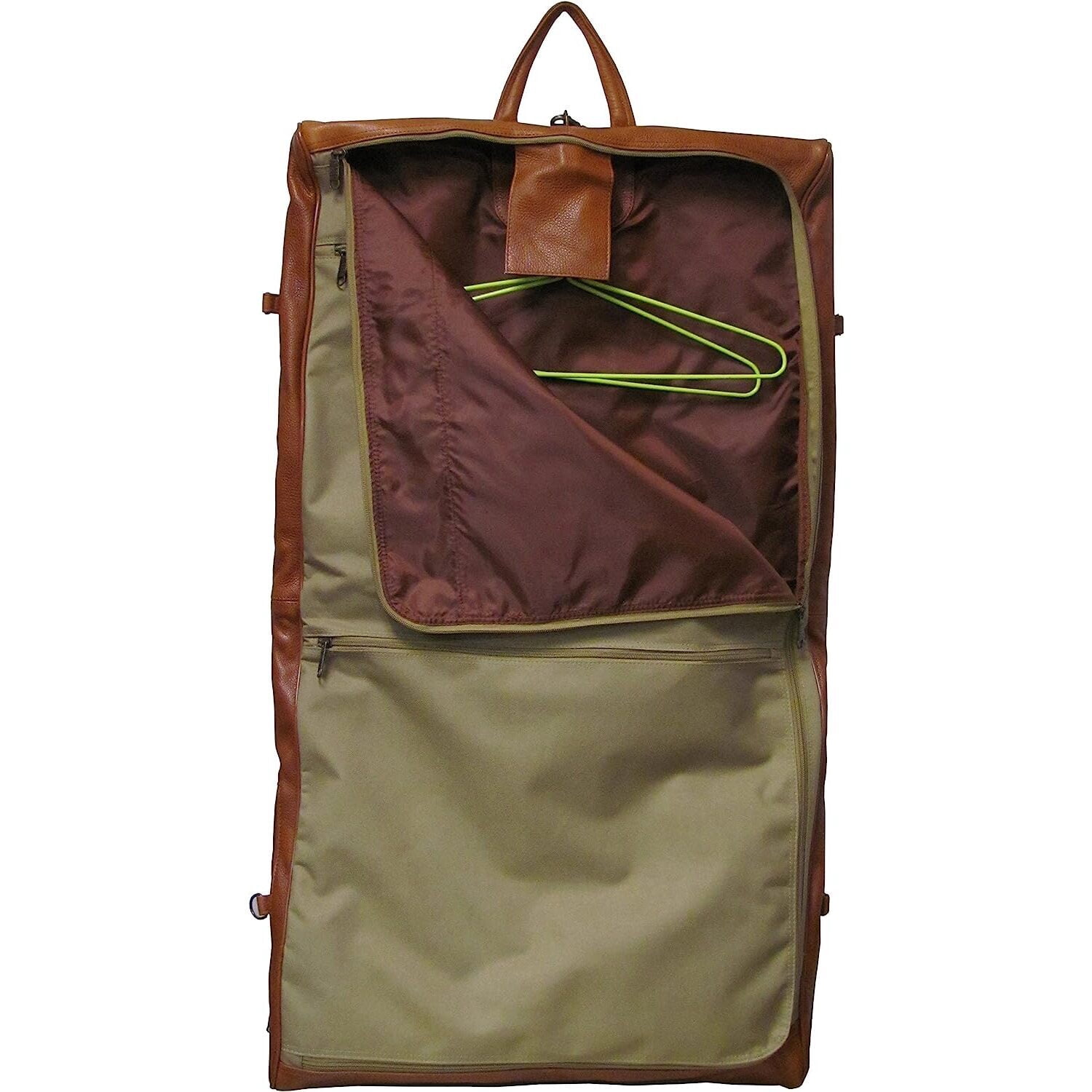 HomeStock French Fabulous Leather Three-Suit Garment Bag - 23" x 5" x 19", Top Grain Cowhide, Durable Travel Companion for Business Trips