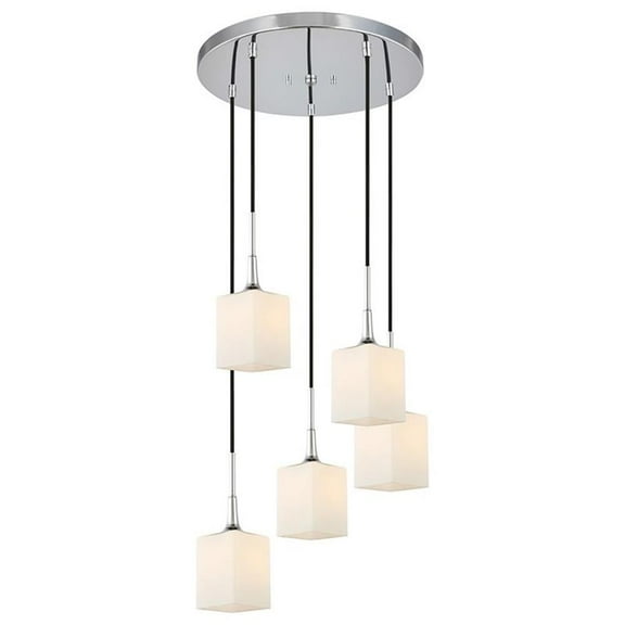 Woodbridge Lighting Chelsea 5-Light Glass & Steel Cluster Pendant in Chrome
