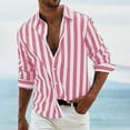 thumbnail image 2 of APEXFWDT Men's Striped Linen Shirts Long Sleeve Casual Button Down Shirts Lightweight Fashion Untucked Shirts S-3XL, 2 of 6