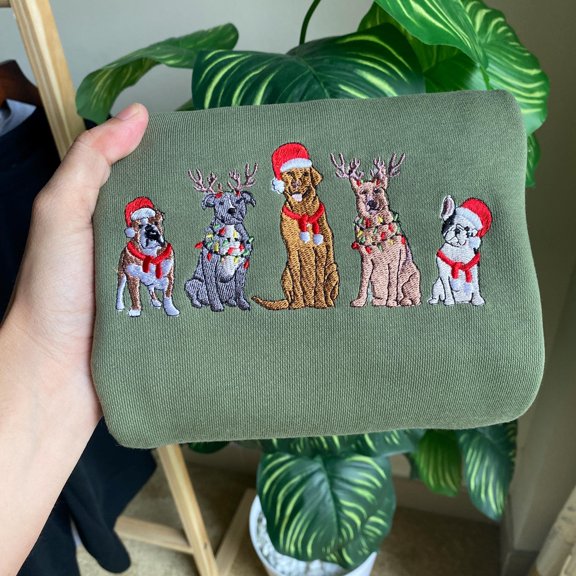 Christmas Dog Embroidered Sweatshirt, Dog Owner Christmas Gift, Dog Christmas Shirt, Christmas Shirt, Holiday Shirt, Dog Gift