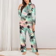thumbnail image 2 of Pajamas for Women Set - Tropical Summer Palm Comfy Long Sleeve Button Up Pajama Sets for Women 2 Piece, Soft Sleepwear Nightwear Pjs Lounge Sets for Women with Pockets, 2 of 6