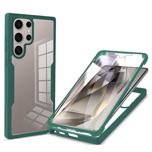 Allytechgroup for Samsung Galaxy S26 Case with Screen Protector, Full Body Protection Hard Acrylic Back Lightweight Scratch Resistant Clear Cover for Samsung Galaxy S26, Darkgreen
