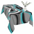 thumbnail image 2 of Turquoise Geometric Table Cloth Waterproof Tablecloths, Grey Classic Abstract Lines Striped Tablecloth Dining Table Cover for Kitchen Party Tabletop Outdoor, Rectangle Tablecloth 54x108 Inch, 2 of 9