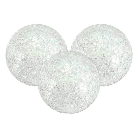 Uxcell 3-Pack Decorative Ball for Bowls, 2.4 Inch Mosaic Glass Balls Decorative Glass Orbs for Home Decor/Dining Tables [White]
