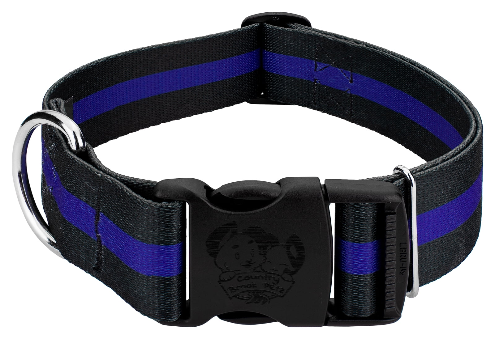 Country Brook Petz® 1 1/2 Inch Deluxe Thin Blue Line Dog Collar