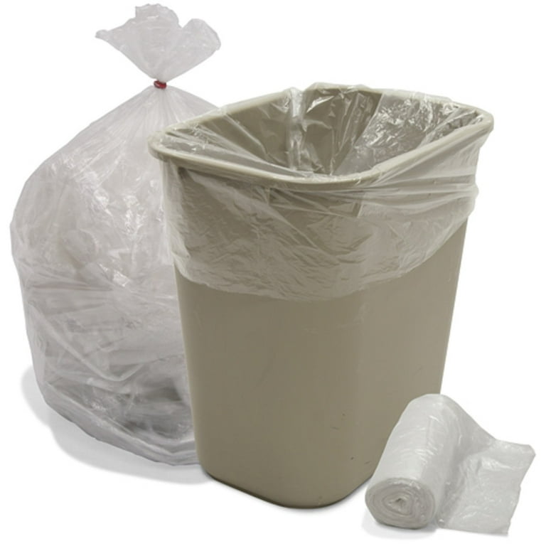 High-Density Waste Can Liners, 10 gal, 6 mic, 24 x 24, Natural, 50 Bags/Roll,  20 Rolls/Carton - mastersupplyonline