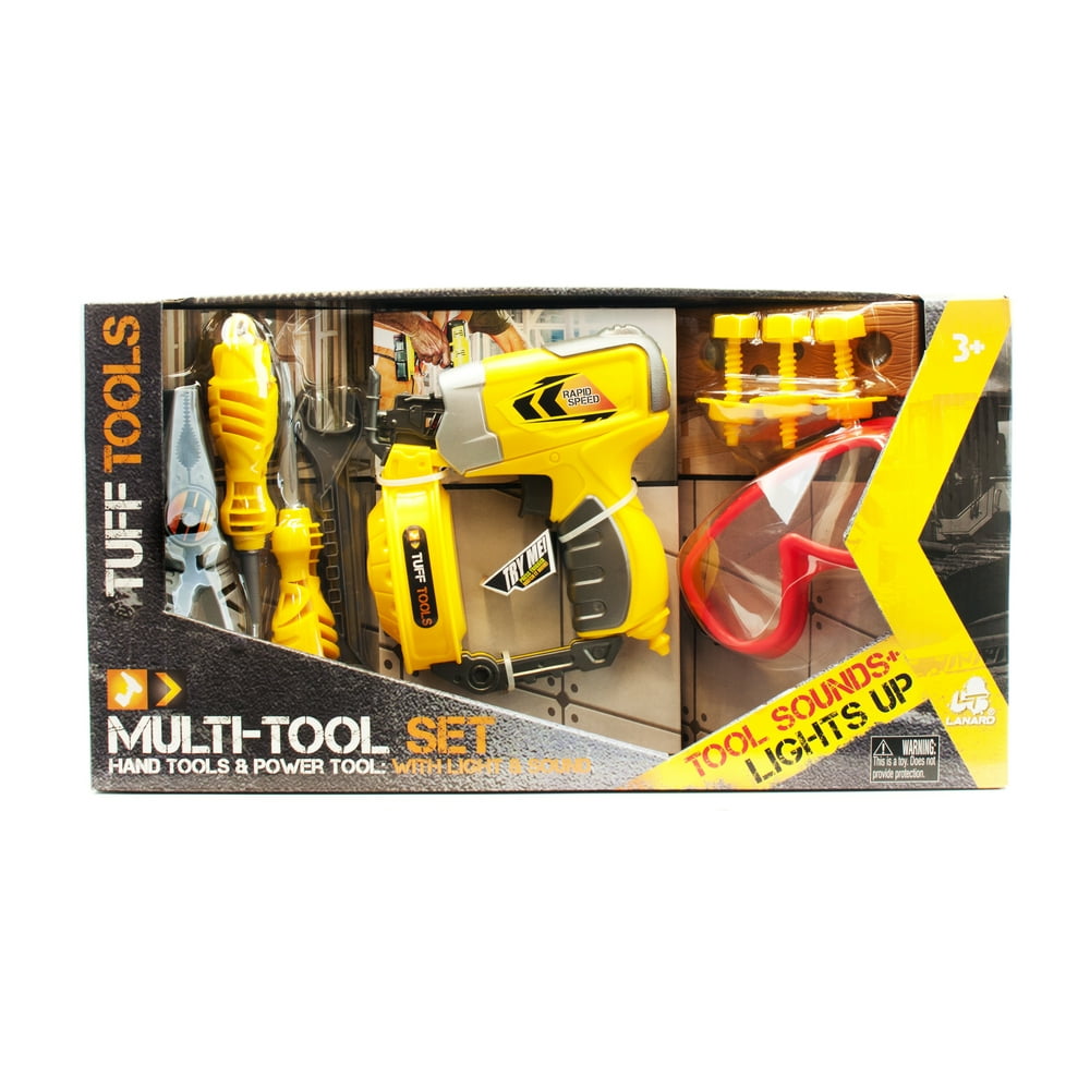 Tuff Tools Pretend Play Toy MultiTool Set w/ Toy Nail Gun, Plyers