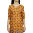 thumbnail image 2 of Bimba Women's Printed Tunic Mustard Georgette Kurti Kurta Indian Long Blouse-26, 2 of 4
