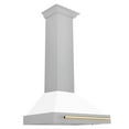 thumbnail image 2 of ZLINE 30 ZLINE Autograph Edition DuraSnow Stainless Steel Range Hood with White Matte Shell and Matte Black Handle (KB4SNZ-WM-3, 2 of 5