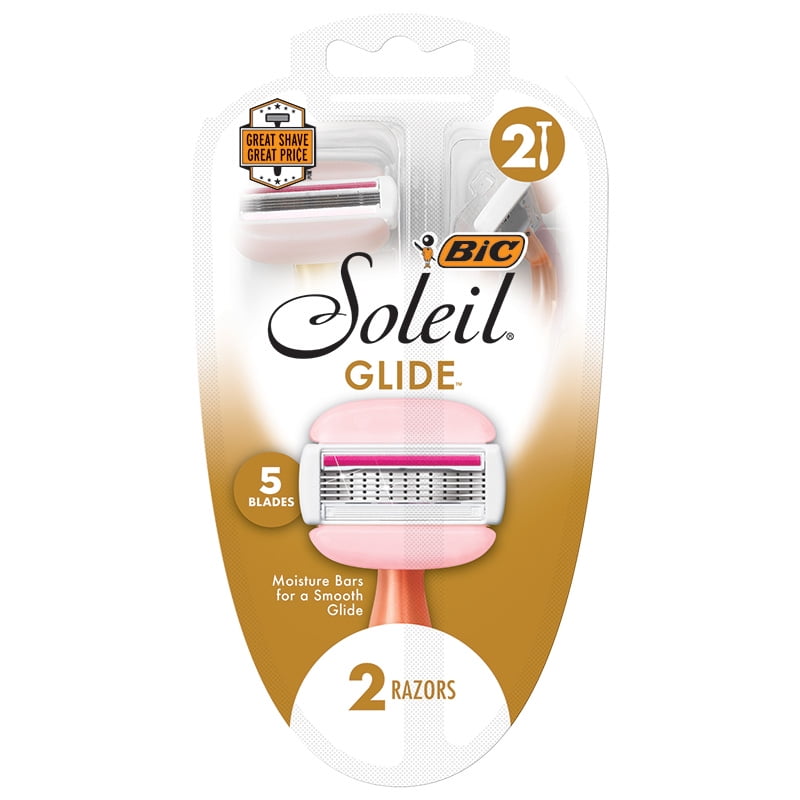 BIC Soleil Glide Women's Disposable Razors, 5 Blades with Moisture Strip and Shea Butter, 2-Count