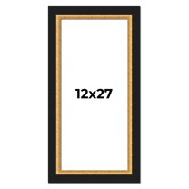 12x27 Frame Gold Real Wood Picture Frame Width 2.25 Inches | Interior Frame Depth 0.5 Inches |