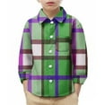 thumbnail image 3 of MKOSPLRT Toddler Kids Plaid Button Down Shirts 6M-8Y Girls Boys Lapel T Shirts Long Sleeve Color Block Flannel Print Shirts with Pocket, 3 of 10