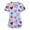 52# Blue, variant on Cute Scrub Tops Stretchy Short Sleeve V Neck Cartoon Print Pattern Nursing Working Uniform Caregiver Top 2025 Yellow XXL