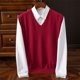 thumbnail image 1 of Camiseta sin mangas con cuello en V para hombre, jersey de camisola sin mangas de color liso a la moda, suéter de punto con cuello en V, top de poliéster para hombre, 1 of 7