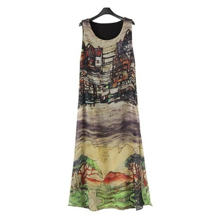 - EFINNY Women's Silk Chiffon Beach Long Maxi Vest Dress