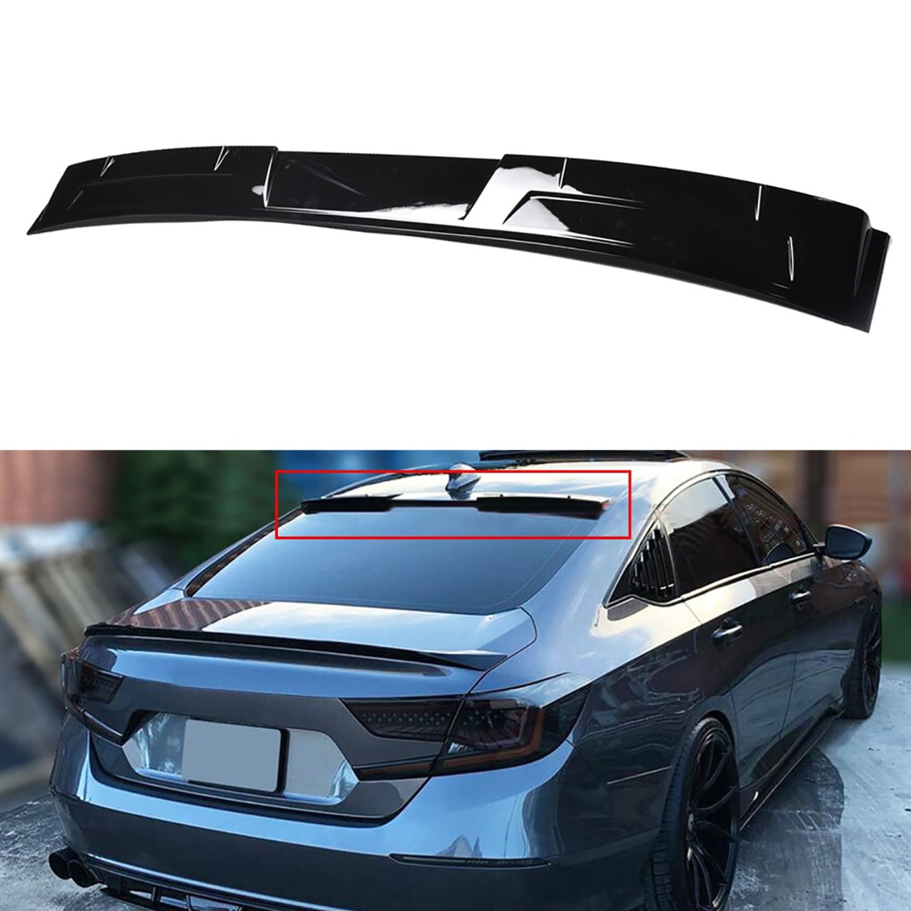 Labwork Rear Window Roof Spoiler Wing Fit for 2018 2019 Honda Accord, Glossy Black
