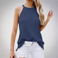 thumbnail image 2 of HAPIMO Women's Summer Tank Tops Sleeveless Shirts for Girls Square Neck Blouse Front Button Ribbed Camisole Casual Slim Fit Camis Vest Solid Color Print Tops Discount Blue S, 2 of 4