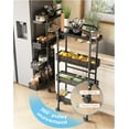 thumbnail image 2 of Slim Storage Cart 4 Tier with Pull Out Basket - Black Rolling Organizer for Kitchen, Bathroom, Laundry, 2 of 7