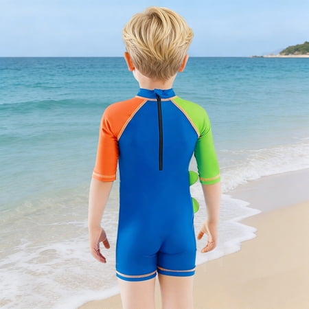 Toddler Boy Swimsuit 2 Piece Short Sleeve Crew Neck Letter Print T Shirt And Shorts Set for Beach Wear Boys Bathing Suit Sky Blue 6 Years-7 Years