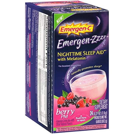 2 Pack Emergen-C Emergen-Zzzz Nighttime Sleep Aid w/ Melatonin, 24 Packets Each